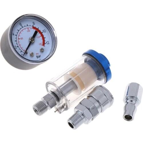 Spray Gun Adjust Air Pressure Regulator Gauge Water Oil Trap Filter Separator Car Auto Repair Painting Tool