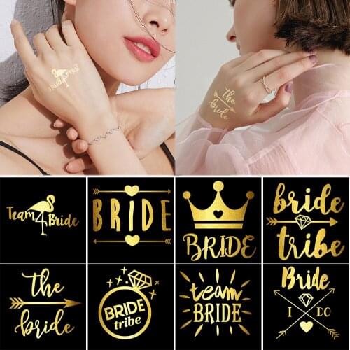 Gold-plated small temporary tattoo sticker Masonry crown Bronzing reflective shiny waterproof tattoo Wedding party body tattoo