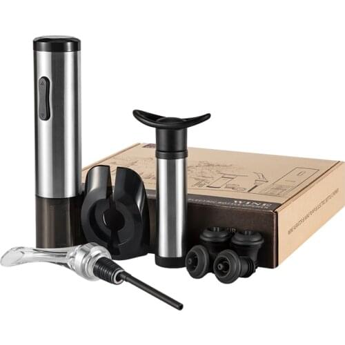 Premium Greenhill Wine Gift Set: USB Charing Electric Corkscrew, Aerator, Vacuum Pump, 4 Bottle Stoppers & Foil Cutter