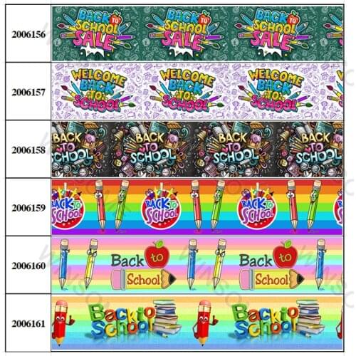 Back to School Printed 5 Yards Grosgrain/Satin 25mm/38mm/50mm/75mm for DIY Hair Bows Handmade Materials 200615 200616
