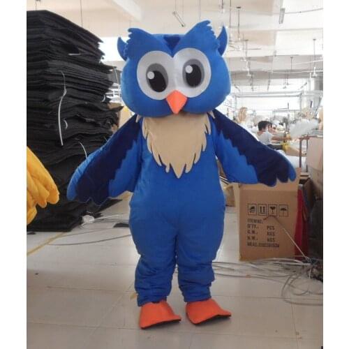 Professional New Style Big Blue Owl Mascot Costume Fancy Dress Adult Size