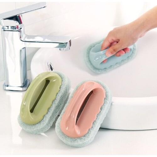 1PCs Kitchen Handle Dish Brush Scouring Pad Cleaning Brush Dishwashing Pot Scrub Tile Cleaning Brush Kitchen Supplies