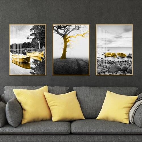 Nordic Poster Golden Boat Canvas Painting Art Print Coastal Wall Decoration Pictures for living Room Scandinavian Home Decor