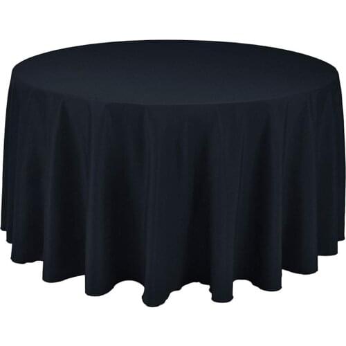 Navy blue 305cm Round Polyester Plain Table Cloth For Wedding Party Banquet Decoration