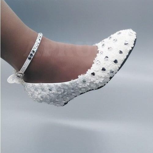 5CM wedges heel ankle buckle straps wedding shoes bride butterfly lace crystal silver rhinestones bridal bridesmaid pumps shoe