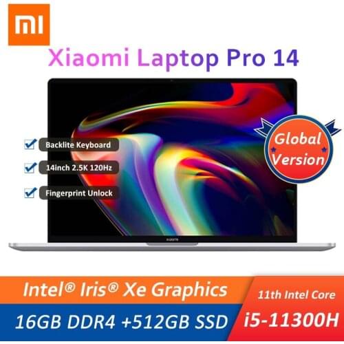 Xiaomi Mi Laptop Pro 14 Inch i5-11300H 16GB DDR4 512GB SSD Iris Xe Ultraslim 2.5K Super Retina Screen Notebook Office Student PC