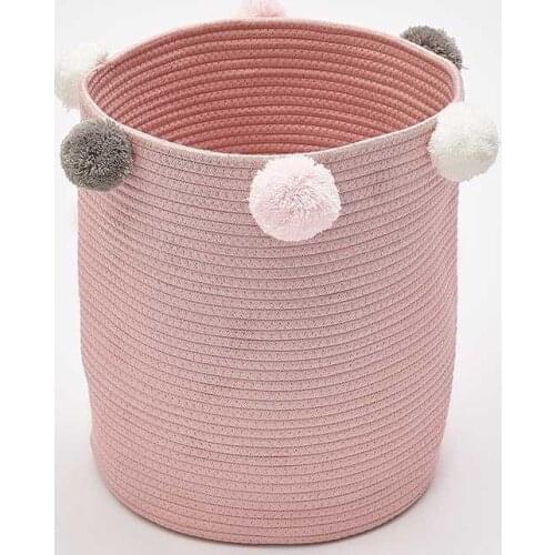 Solid Colors Ball Cotton Thread Sundries Laundry Folding Toy Storage Bucket Large Size Home Clothes Book Storages Baskets