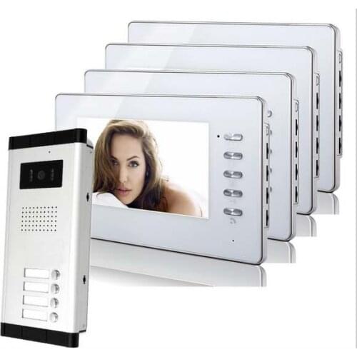 XINSILU Top quality 7"video door phone for 4-apartments,HD color wired intercom system/audio door phone