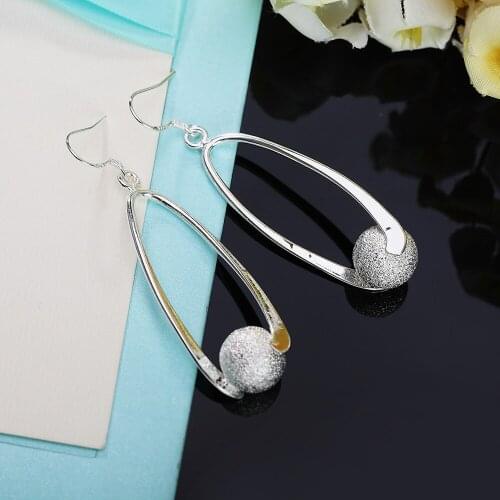 Hot classic fashion Jewelry 925 Sterling Silver fine Frosted beads earrings for Women Popular wild party jewelry Holiday gifts