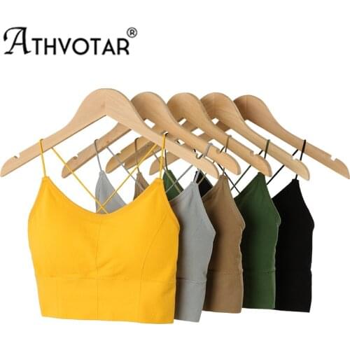 ATHVOTAR New Women Sexy Brassiere Top Korean Solid Color Beautiful Back Underwear Cross Gathered Wireless Bra Tube Top