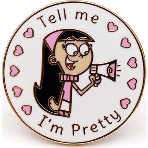 Animation Fairly Oddparents Trixie Tang Hard Enamel Girl Tell Me I’m Pretty Brooches Women Men Backpack Collar Lapel Badges