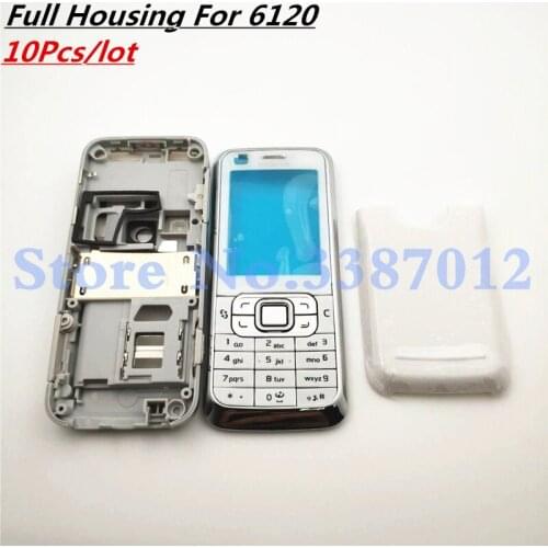 10Pcs/lot Battery Back Cover Housing For Nokia 6120 6120c Full Housing Cover Door Frame + Battery Back cover+ English Keypad