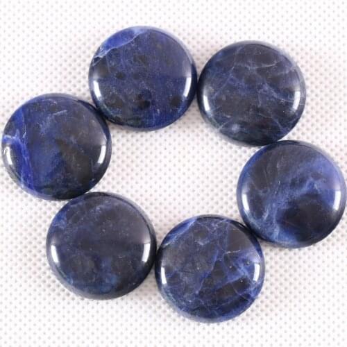 2Pcs/Lot 25MM Round Natural Stone Bead Blue Sodalite CAB Cabochon For Jewelry Making DIY Bracelet Necklace Pendant K1063