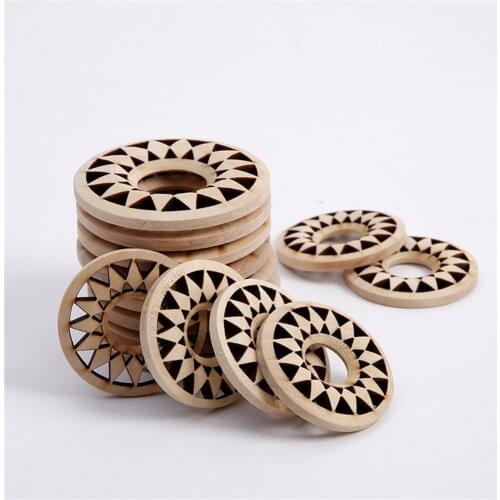 4Pcs DIY Natural Wooden Beads Loose 35 50mm Round Sunflower Hollow Wood Chips Earrings Accessories Handmade Jewelry Findings