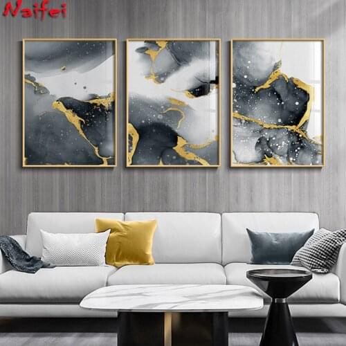 Diamond embroidery 3 pcs Modern Abstract mosaic diamond 5d DIY full square round 3d diamond painting Golden Black art
