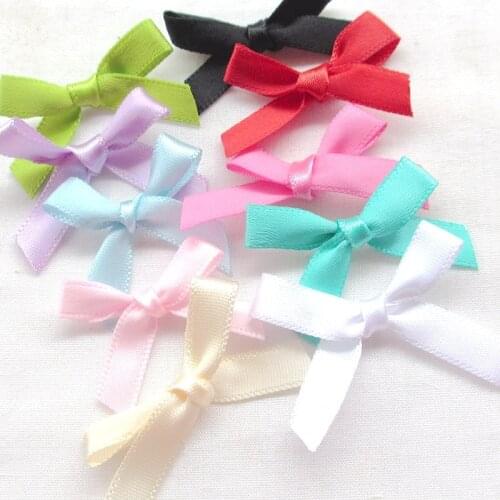 50PCS Satin Ribbon Flowers Bows Appliques Wedding Deco Mix
