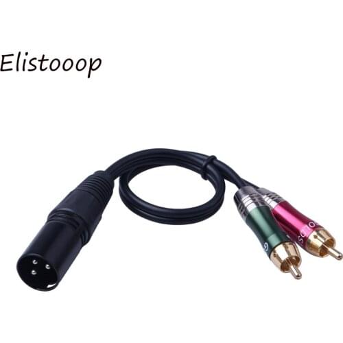 3pin XLR Audio Cable Male to 2 RCA Male Cable Audio Adapter Metal Audio Connector for Microphone DVD TV Stereo Audio Amplifier