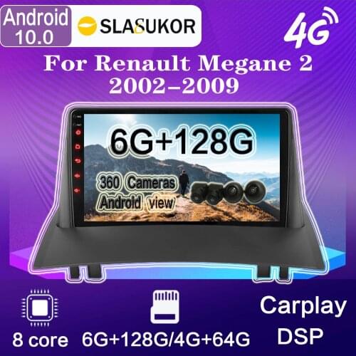 IPS For Renault Megane 2 2002-2009 Android 10 Car radio Stereo Receiver Multimedia Video Player Navigation GPS CarPlay AUTO DSP