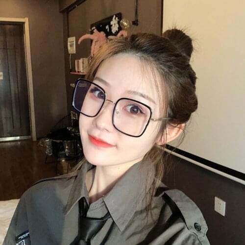 Korean style big square glasses female student glasses frame flat mirror reading glasses +1.0+2.0+3.0+4.0