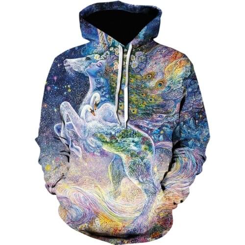 Brand Sweatshirts Boy Jackets Quality Fashion Tracksuits Animal horse painting Streetwear hoodie Casual loose hoodies moletom