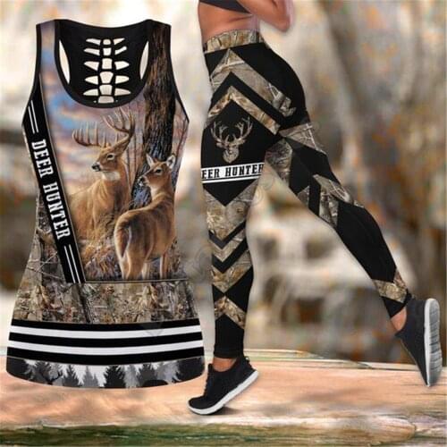 PLstar Cosmos Workout Pants Country Girl 3D Printed Hollow Out Tank Legging Suit Top sexy Yoga Fitness Soft Legging Women Girl