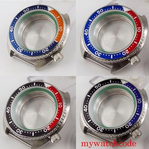 Fit NH35 NH35A NH36 NH36A Automatic Movement Bliger 45mm Watch Case Sapphire Crystal Alloy Insert Solid Back Rotating Bezel