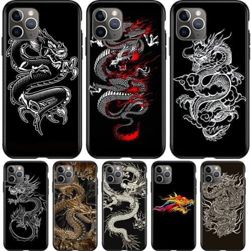 Creative Design Chinese Dragon For Apple iPhone 12 11 Pro Max mini XS Max XR X 8 7 6 6S Plus 5S SE 2020 Soft Black Phone Case