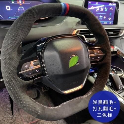 DIY Hand-Stitch steering Wheel Cover For Peugeot 408 508 307 3008 5008 308 Perforated Suede Leather Grip Interior Accessories