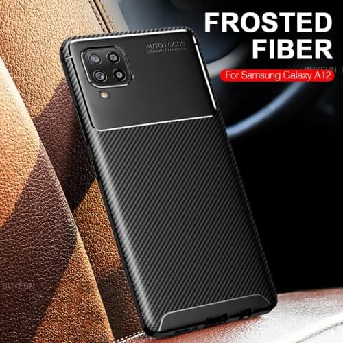 Samsunga12 Phone Case for Samsung A12 Carbon Fiber Texture Soft Silicone Shockproof Back Cover For Galaxy A12 A 12 A125F 6.5