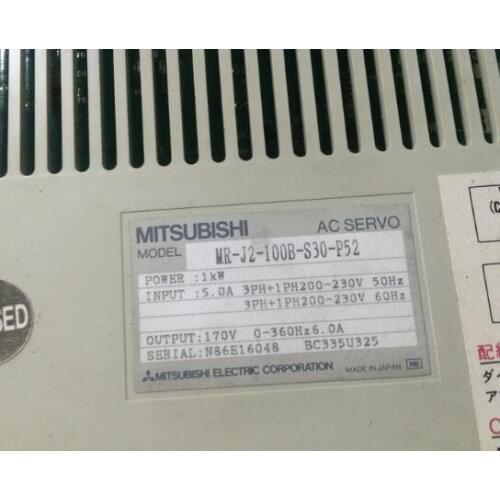 Servo driver MR-J2-100B-S30-P52 , Used one , 90% appearance new , 3 months warranty , in stock