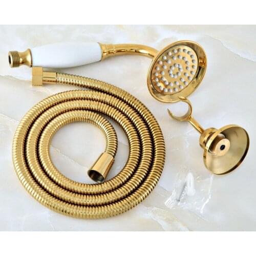 Gold Color Brass Bathroom Telephone Shape Hand Spray Bracket Holder Handheld Shower head 1.5m Hand Held Shower Head Hose mhh040
