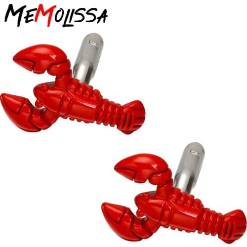 MeMolissa A pair of Red lobster Design Cufflinks interesting Red Lobster Festival Wedding Dress Shirt Mens Jewelry Cuff Links