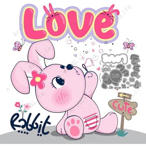 Cute Love Rabbit Hot New Metal Cutting Dies Stencils for Making Scrapbooking Papper Card Album Birthday Card Embossing Cut Die