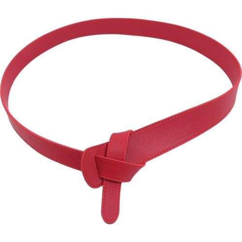 Fashion Womens Solid Color Thin Belts Female Tie Buckle Ladies Waist Belt For Dresses Waistband