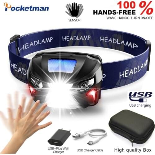 8000Lm Powerfull Body Motion Sensor Headlamp USB Rechargeable LED Headlight Head Flashlight Camping Torch Light Night Work Lamp