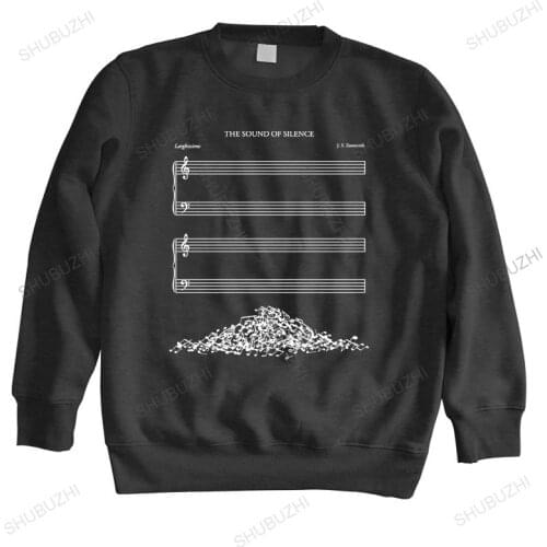 Men autumn sweatshirt black hoody The Sound of Silence hoodies sheet music visual puns punny simon and garfunkel drop shipping