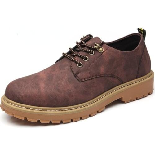 2021 Autumn Winter New Fashion Leather Casual Shoes for Man Comfortable Round Toe Lace-up Plush Thickening Boat Shoes for Daily