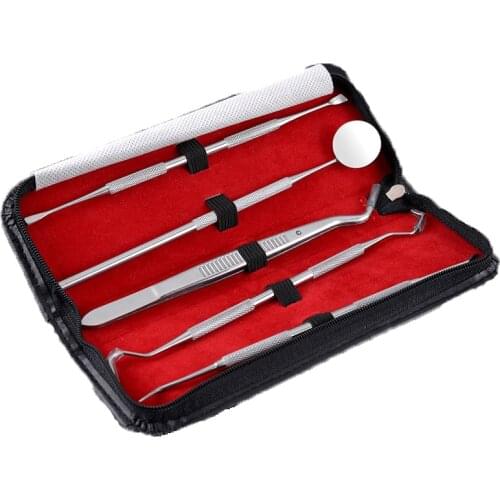 5pc Dental Tool Set Stainless Steel Tooth Scraper Wax Carving Dentist Tool Kit Explorer Probe Picks Mirror Teeth Clean Oral Care