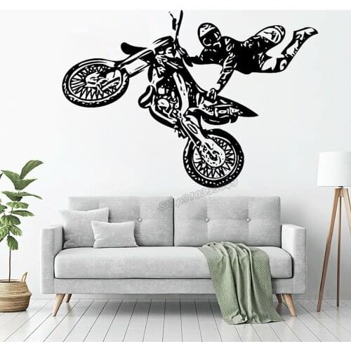 Motorcross Wall Decal Free style ATV Quad Motor Dirt Bike Wall Sticker Vinyl motorcycle Custom boys teenagers room Decor C487