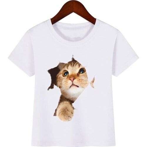 2021 New 3d Cat Print T Shirt Fashion Summer Cute Children Brand Clothing Girl Short Sleeve Kids Tops Baby Clothes