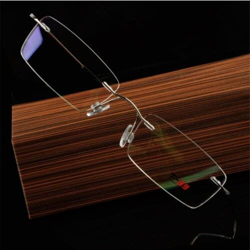 Super light frames rimless eyeglasses mens eyewear prescription pure titanium alloy frame B female myopia glasses