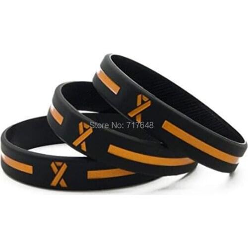 100pcs Orange Awareness Ribbon wristband silicone bracelets free shipping by ePacket A