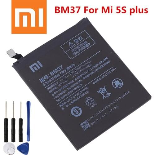 Original Replacement Battery For Xiaomi Mi 5S plus 5Splus BM37 Genuine Phone Battery 3800mAh
