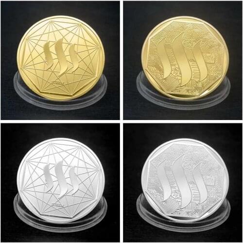 STEEM Crypto Physical Coins Commemorative Collectors Gold Silver Plated with case