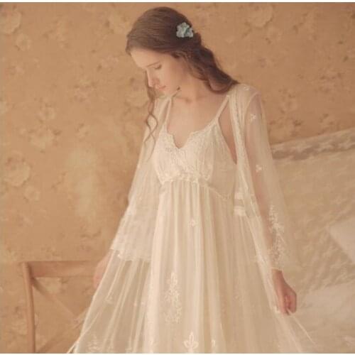 Sexy Women pajamas Long Sleeve Loose Sleepwear White Princess Nightdress Maternity v-neck Nightgown