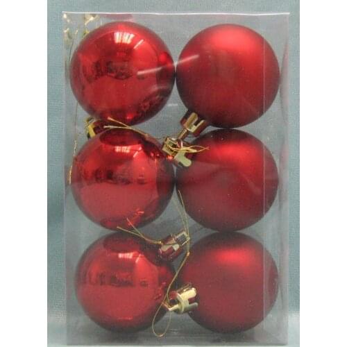 Christmas tree pendant 6CM red light Christmas ball Stage window decoration ball 6 packs