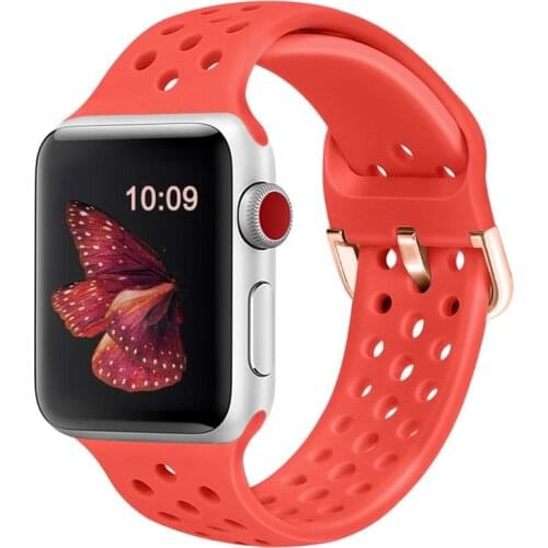 Strap for Apple Watch Band 4 5 40mm 44mm Soft Silicone Sport Breathable belt iWatch band Series 5 4 3 2 38mm 42mm Accessories