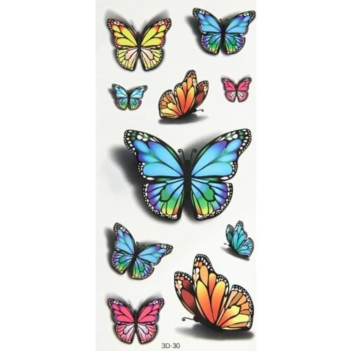 Charming Butterfly Tattoos Removable Fake Tattoo 3D Temporary Decals Waterproof Body Art Sheet Sticker