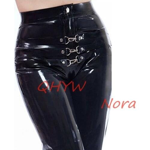 Sexy Latex Women Pants Handmade High Waist Women Trousers New Style Fetish Latex Femals Rubber Latex Pants