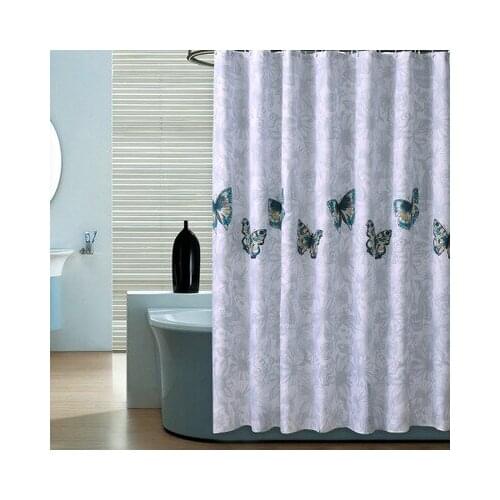 Modern Butterfly Printing Shower Curtain 180CM With Hooks Waterproof Polyester Bath Curtain Home Decoration